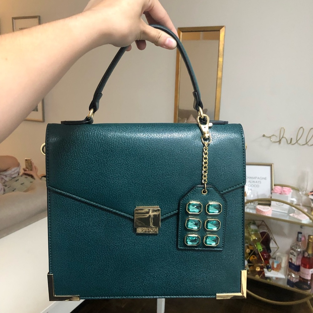 Forest green Aldo purse with gold accents!